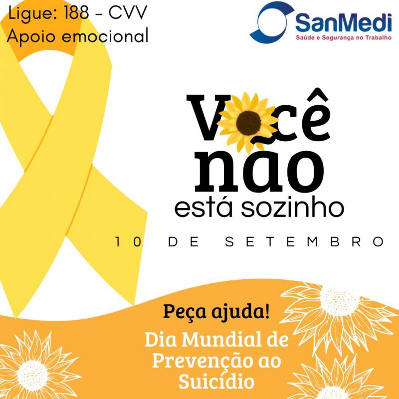 10 de setembro – Dia mundial de prevenção ao suicídio