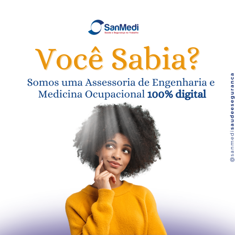 Somos a Sanmedi, uma Assessoria de Engenharia e Medicina Ocupacional 100% Digital: Inovação e Eficiência Somos a Sanmedi, uma Assessoria de Engenharia e Medicina Ocupacional 100% Digital: Inovação e Eficiência